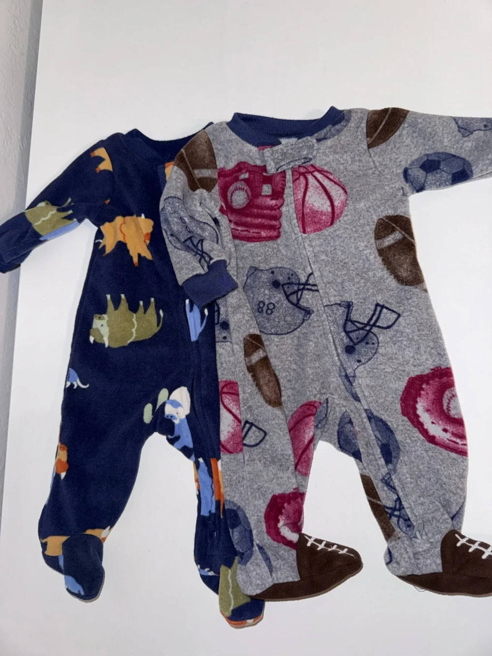 Carters Newborn Baby Boys Fleece Footed Pajamas Sleep Play Navy Gray 2 Pack
